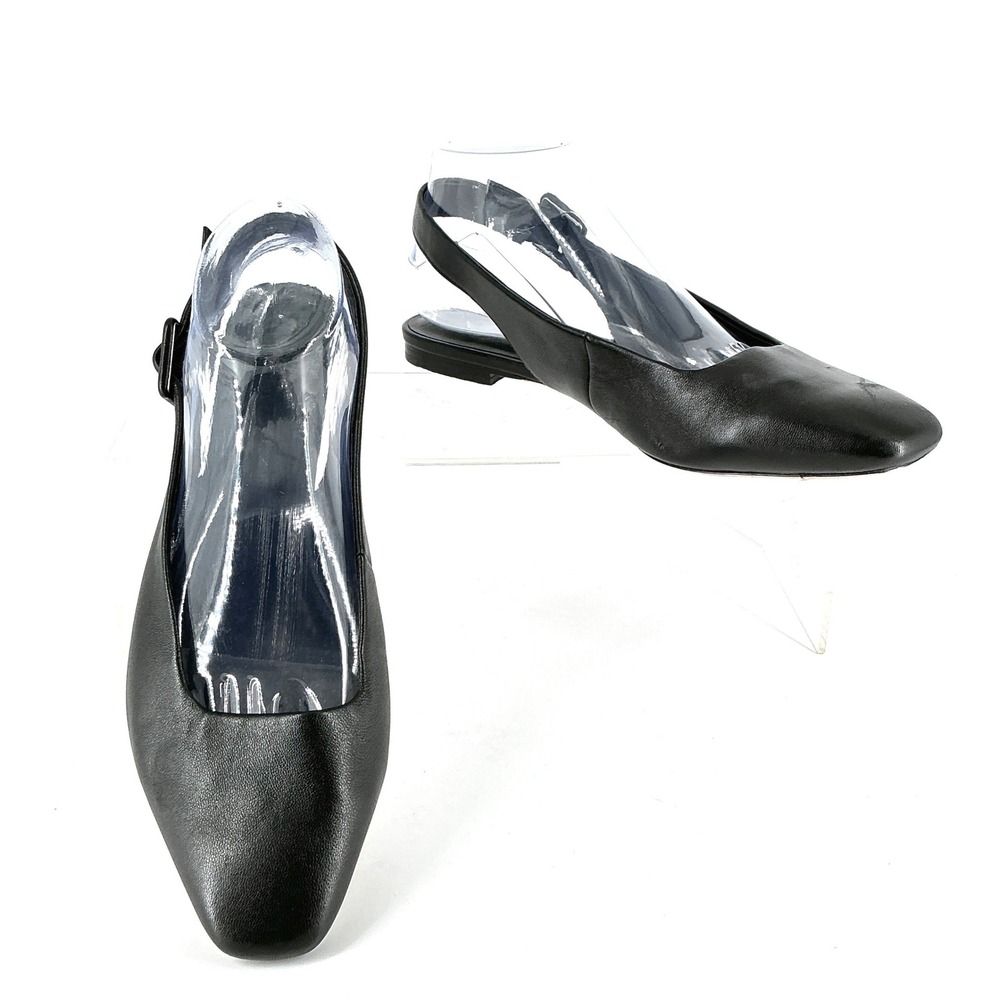 Vince Size 9 EUR 40 Black Leather Square Toe Slingback Flats Vida - Picture 3 of 12